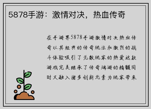 5878手游：激情对决，热血传奇